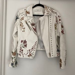 Blank NYC embroidered leather jacket